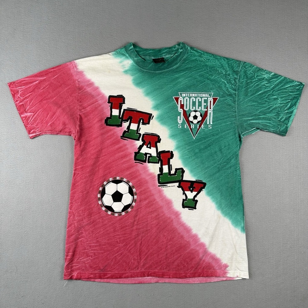 Vintage 90s Italy Shirt Men's XL Tie Dye 1994 Soccer World Cup International